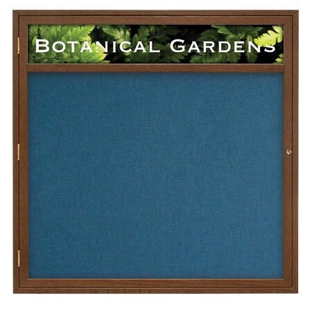 United Visual Products Double Door Enclosed Radius EZ Tack Board, 48"x36", Gold/Green UV7003EZ-GREEN-GOLD